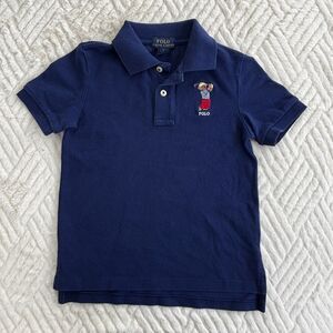 Polo Ralph Lauren Boys Size 5 Navy Golf Bear Polo Shirt Cotton